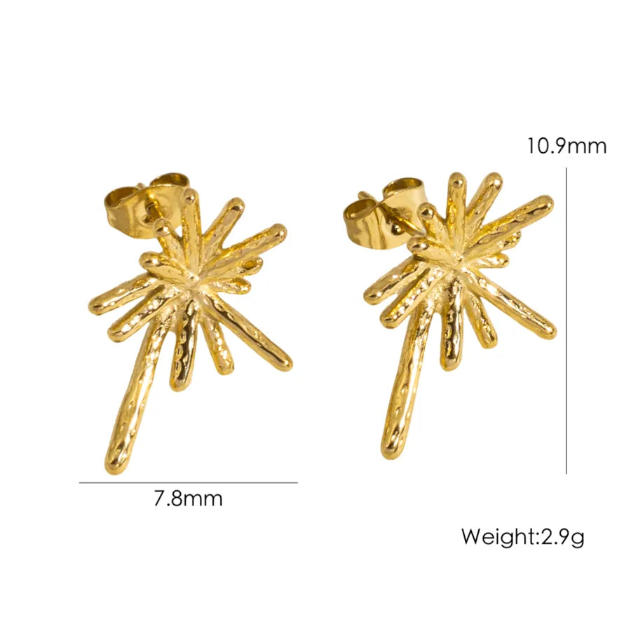1 Pair IG Style Modern Style Geometric Inlay 304 Stainless Steel Natural Stone 14K Gold Plated Ear Studs