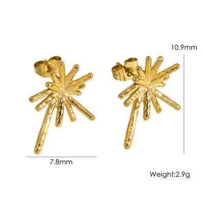 1 Pair IG Style Modern Style Geometric Inlay 304 Stainless Steel Natural Stone 14K Gold Plated Ear Studs