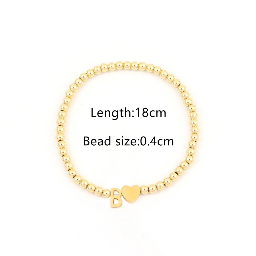 304 Stainless Steel Copper Letter Heart Shape Bracelets