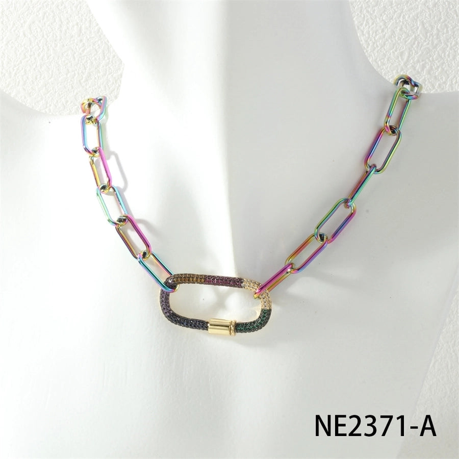Jewelry Hip-Hop Geometric Copper Zircon Necklace