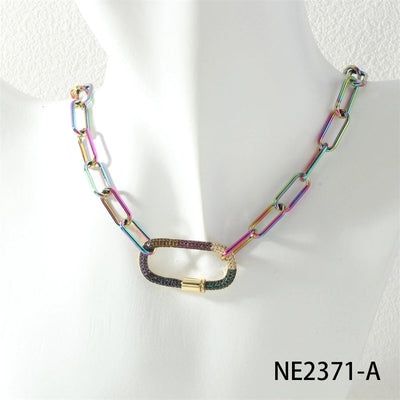Jewelry Hip-Hop Geometric Copper Zircon Necklace