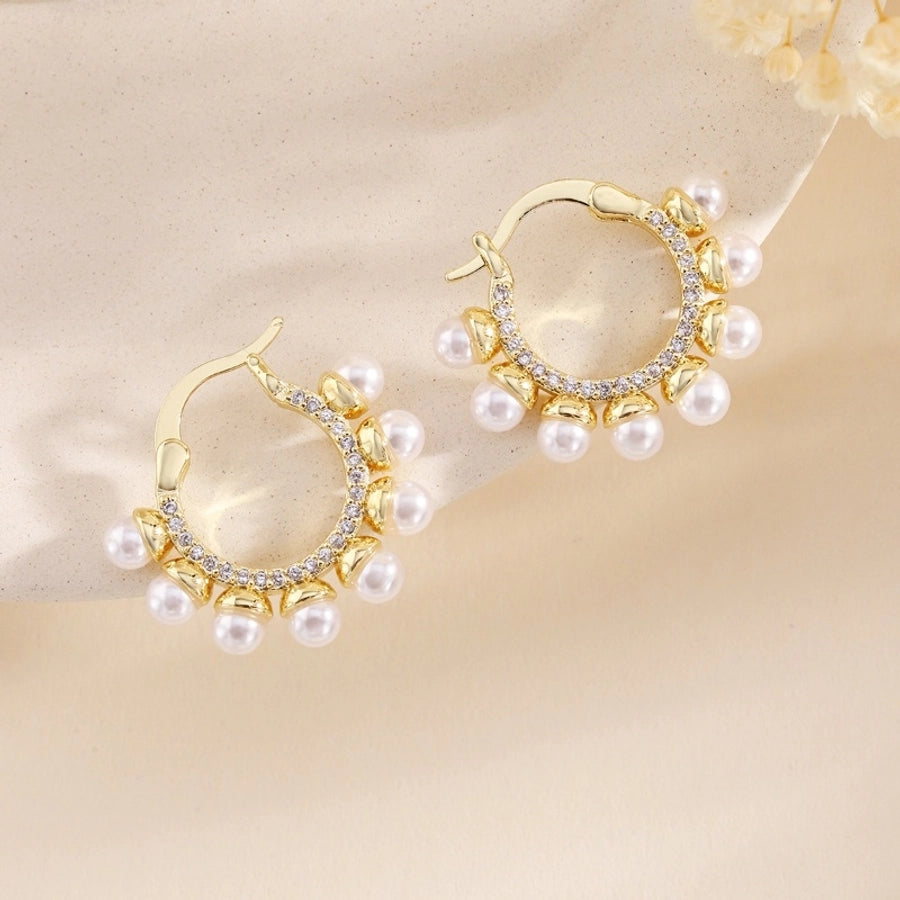 1 Pair Elegant Classical Romantic Solid Color Copper Ear Studs