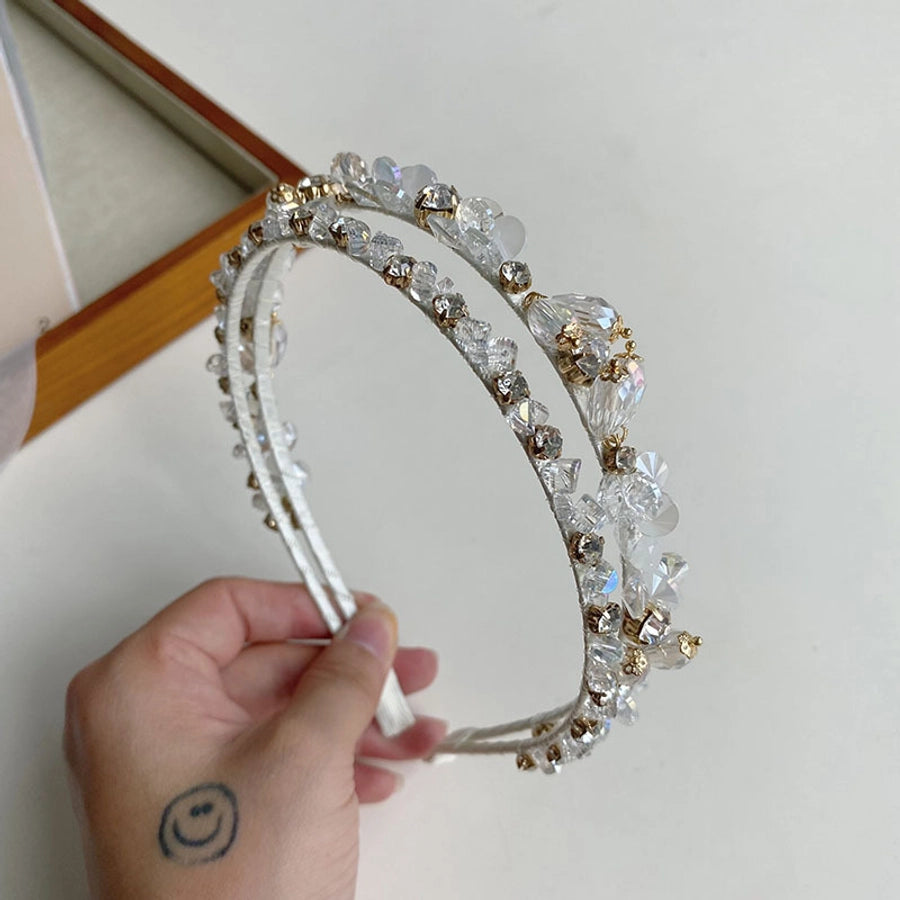 korean crystal pearl winding headband hollow baroque hair tie female