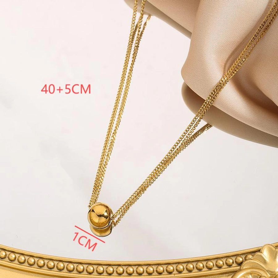 Jewelry Elegant Simple Style Geometric Titanium Steel 18K Gold Plated Pendant Necklace