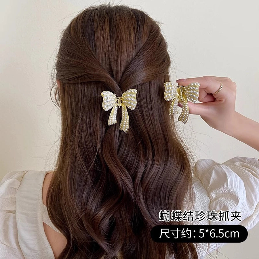 simple style solid color alloy resin hollow out hair claws