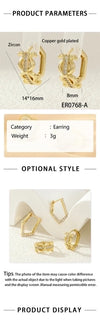 1 Pair IG Style Simple Style Commute Geometric Inlay Copper Zircon 18K Gold Plated Earrings