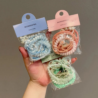 cute sweet pastoral flower rubber gauze hair tie