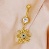 1 Piece Belly Rings Cute Sweet Star Moon Flower 316 Stainless Steel  Alloy Copper Inlay Rhinestones Pearl Gold Plated