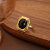 Jewelry Classical Retro Vintage Style Geometric 304 Stainless Steel Natural Stone Inlay Rings