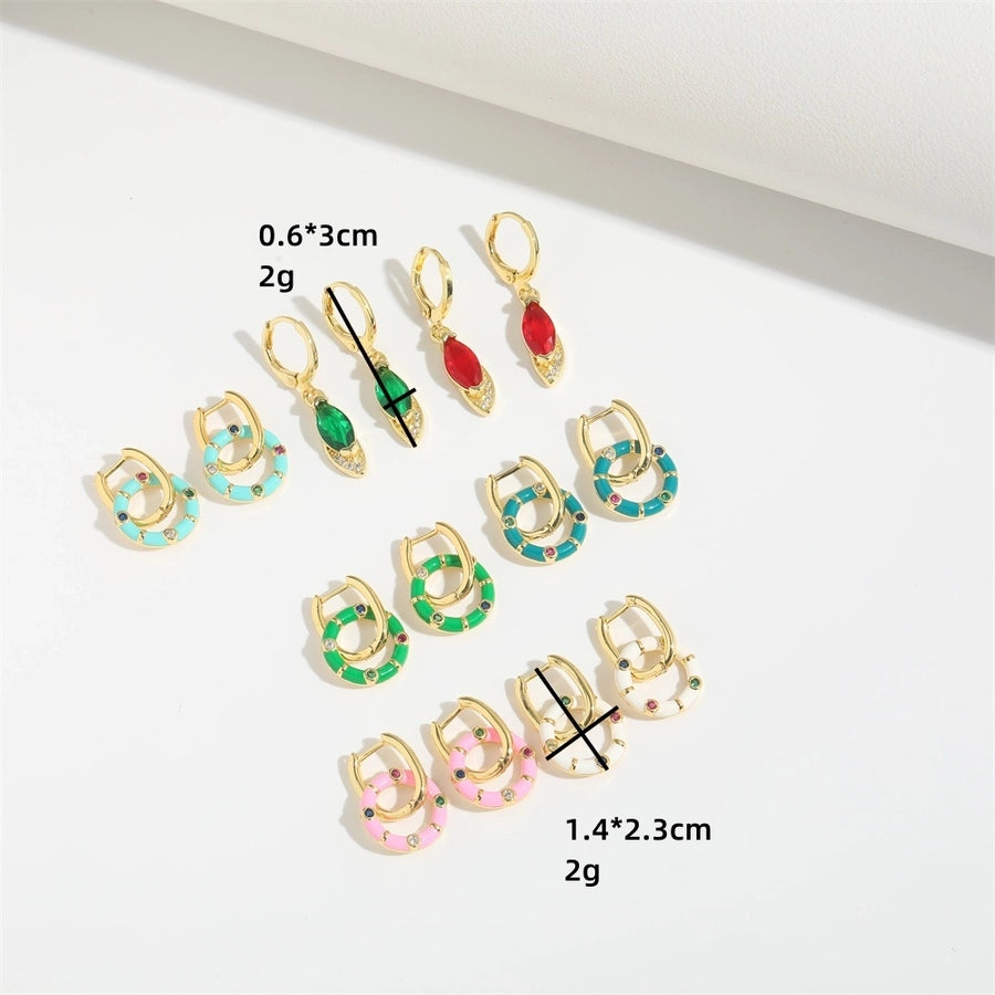 1 Pair Elegant Simple Style Solid Color Plating Inlay Copper Zircon 14K Gold Plated Drop Earrings