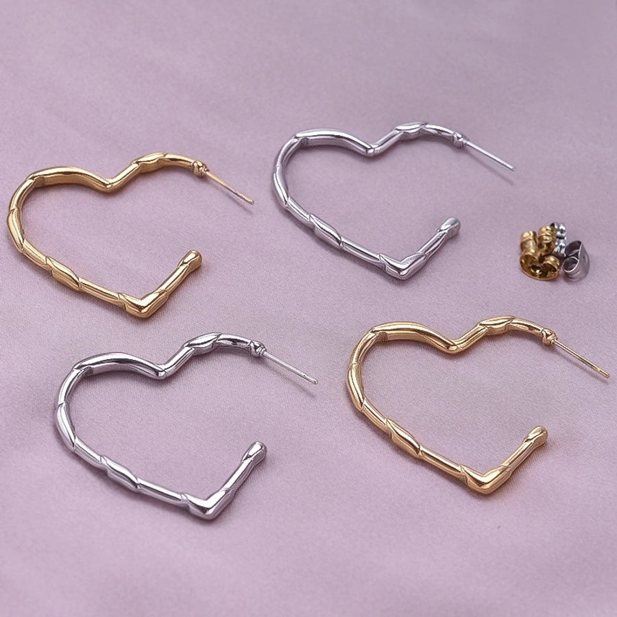 1 Pair Simple Style Classic Style Heart Shape Plating 304 Stainless Steel Ear Studs