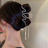 elegant geometric copper tassel rhinestones hair claws 1 piece