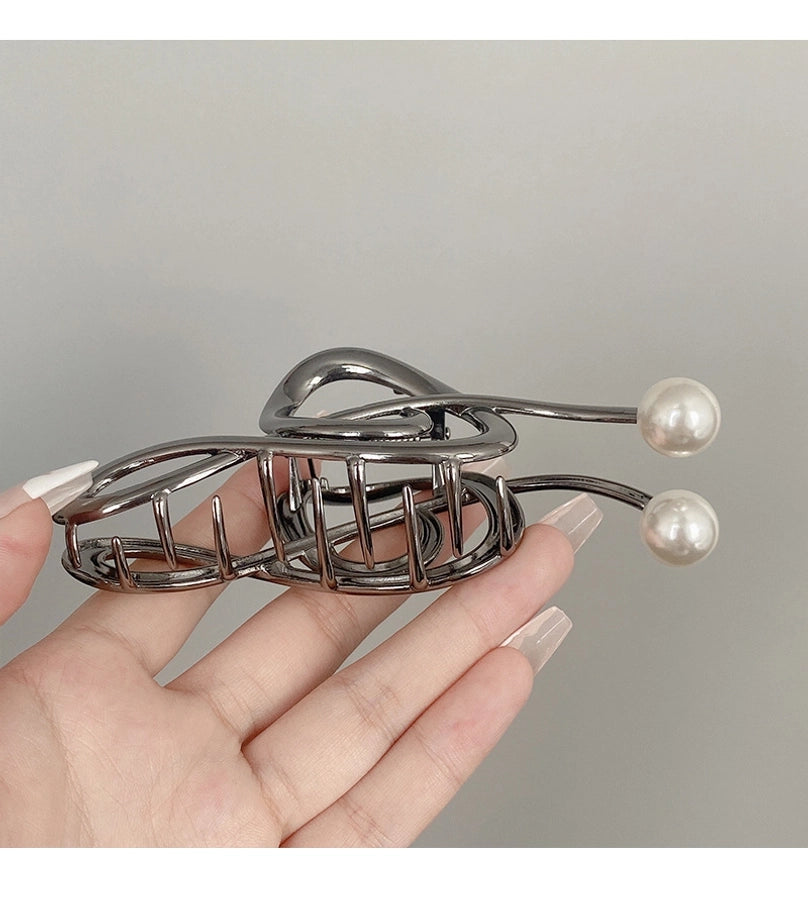 simple style notes alloy inlay pearl hair claws