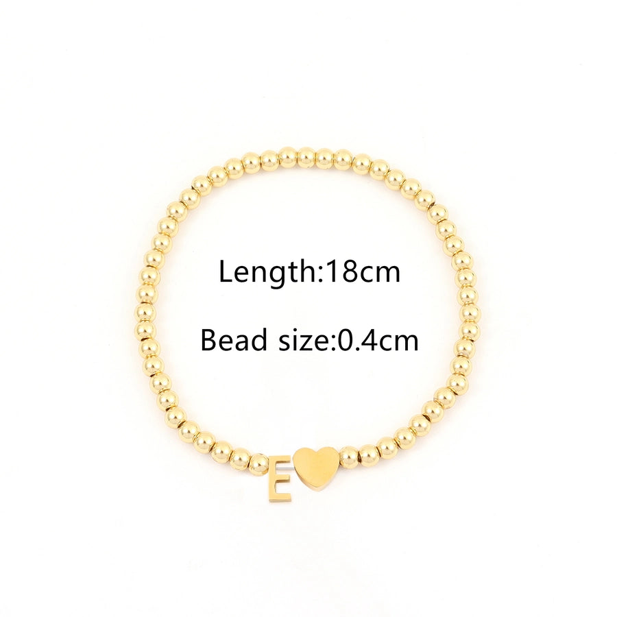 304 Stainless Steel Copper Letter Heart Shape Bracelets