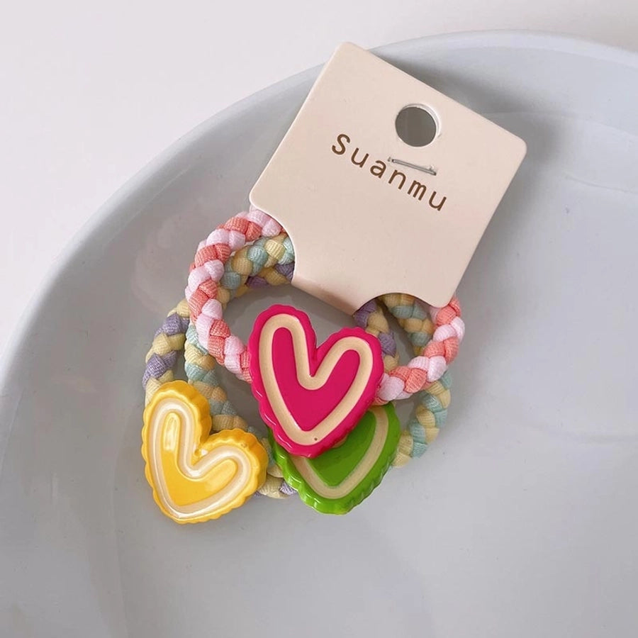 kid's cartoon style animal fruit flower cloth resin contrast collar hair tie