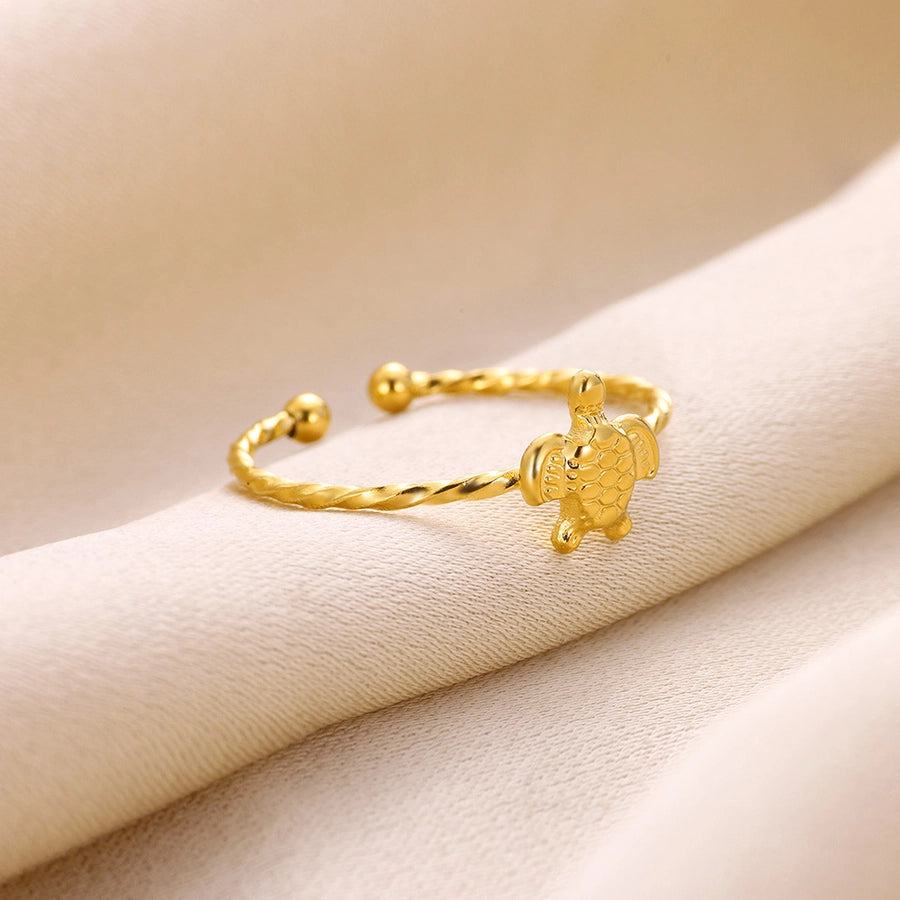 Jewelry Elegant Cute Streetwear Tortoise 304 Stainless Steel 18K Gold Plated Open Rings