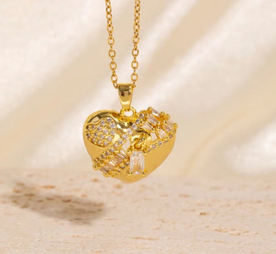 Copper Plating Heart Shape Pendant Necklace