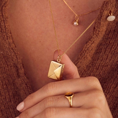 Jewelry IG Style Simple Style Commute I Love you envelope 304 Stainless Steel 18K Gold Plated Pendant Necklace