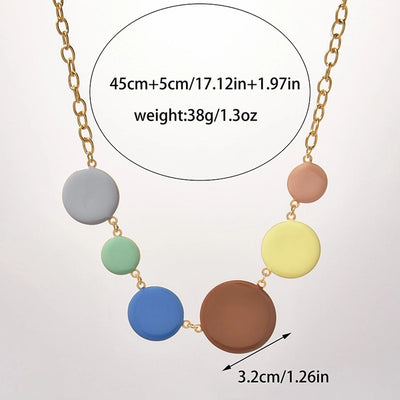 Jewelry Modern Style Round Flower 304 Stainless Steel 14K Gold Plated Beaded Enamel Plating Pendant Necklace