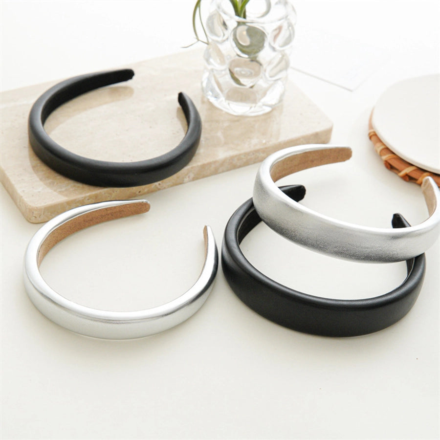Women's Simple Style Solid Color Pu Leather Hair Band