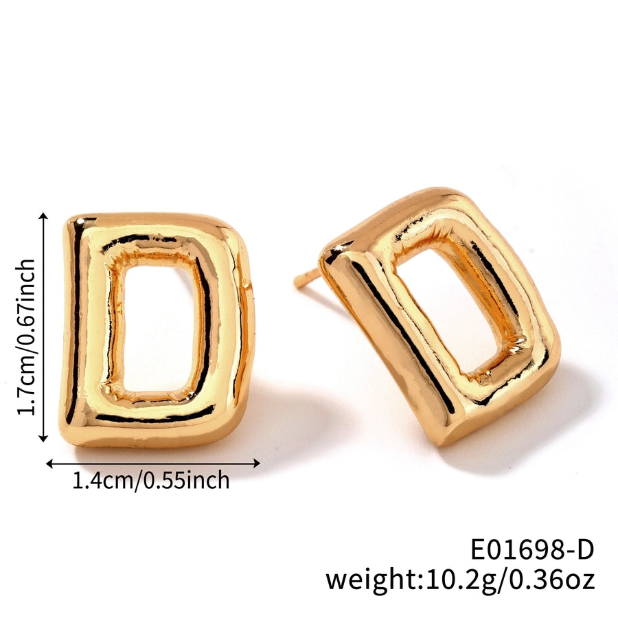 1 Pair Sweet Simple Style Shiny Letter Plating Copper K Gold Plated Ear Studs