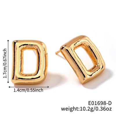 1 Pair Sweet Simple Style Shiny Letter Plating Copper K Gold Plated Ear Studs