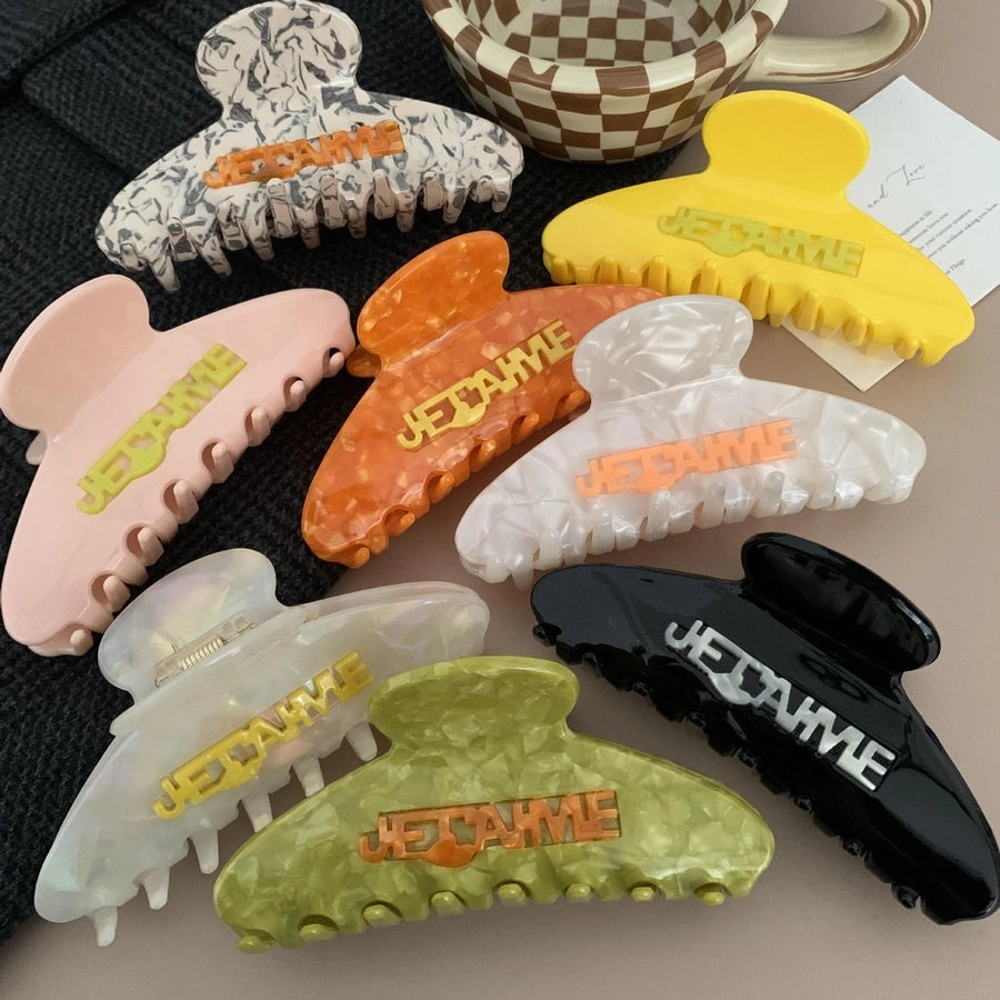 women's vintage style letter color block acetic acid sheets hair claws