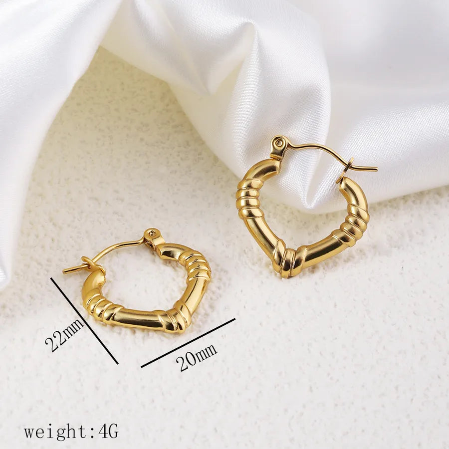 1 Pair Simple Style Commute Geometric Heart Shape Plating Titanium Steel Drop Earrings Earrings Ear Studs