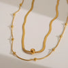 Jewelry French Style Sweet Commute Solid Color 304 Stainless Steel 18K Gold Plated Double Layer Necklaces