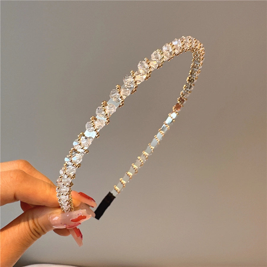 Women's Simple Style Solid Color Artificial Crystal Diamond Hair Band