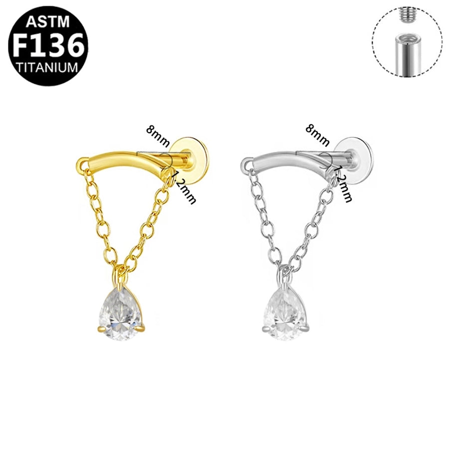 1 Piece Lip Rings Elegant Simple Style Artistic Geometric Pure Titanium Titanium Alloy Zircon 14K Gold Plated Silver Plated Lip Rings Ear Cartilage Rings & Studs