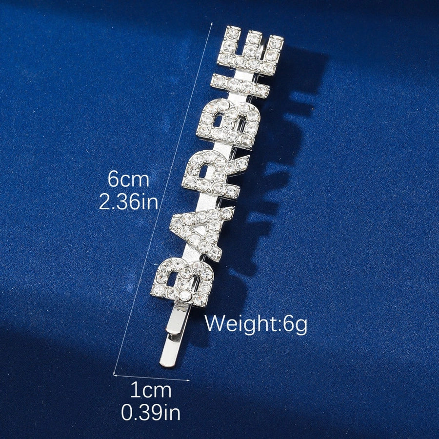 elegant sweet letter alloy plating inlay rhinestones hair clip