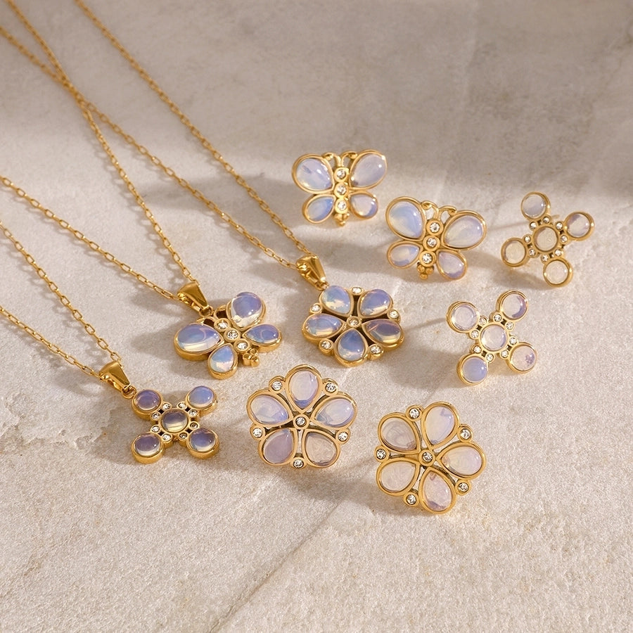 Jewelry Simple Style Classic Style Flower 304 Stainless Steel Jewelry Set
