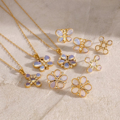 Jewelry Simple Style Classic Style Flower 304 Stainless Steel Jewelry Set