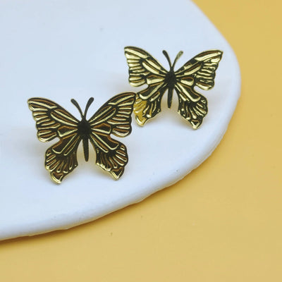 1 Pair Retro Classic Style Butterfly 304 Stainless Steel 18K Gold Plated Ear Studs