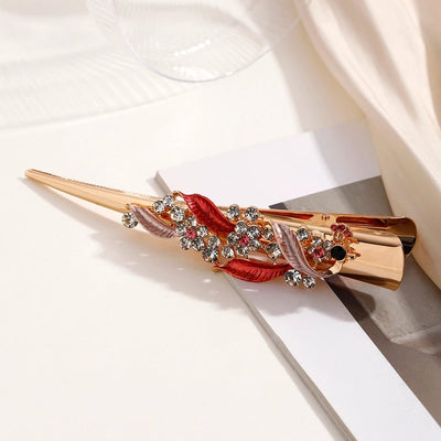 Women's Lady Modern Style Sweet Flower Alloy Stoving Varnish Inlay Rhinestones Hair Clip