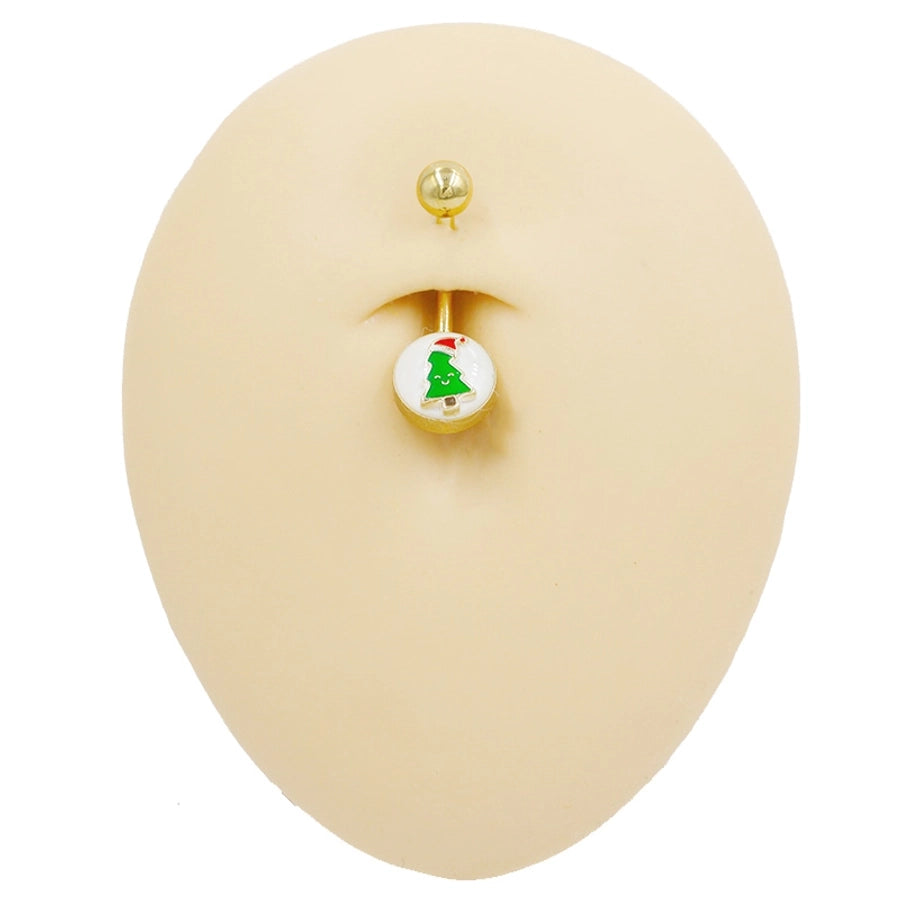 1 Piece Belly Rings Punk Simple Style Artistic Maple Leaf Rose 316 Stainless Steel  Alloy Epoxy Acrylic Rhinestones 18K Gold Plated