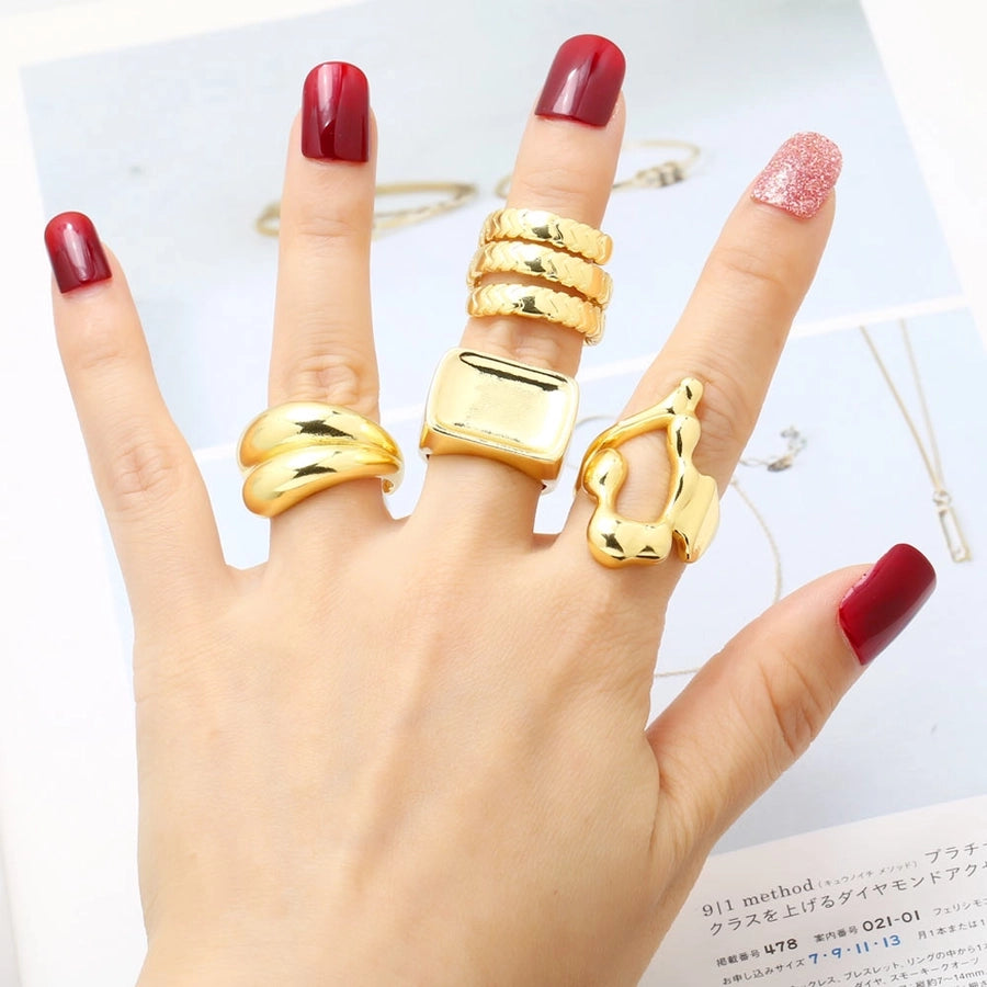 Copper 18K Gold Plated Plating Irregular Open Rings