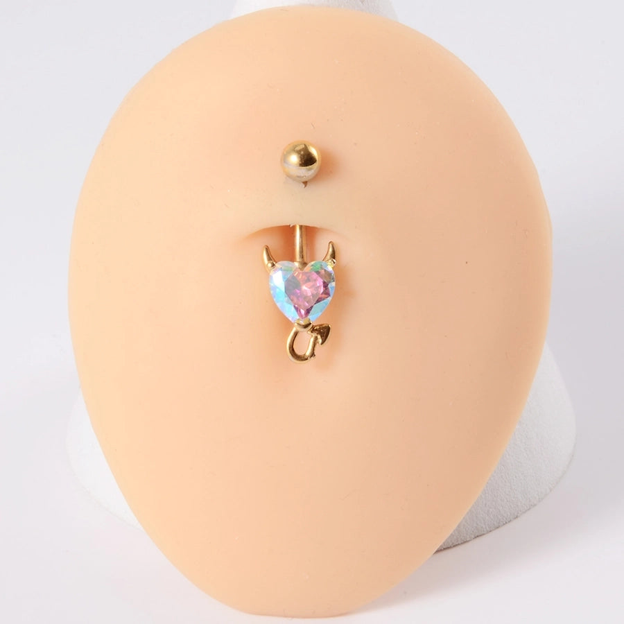 1 Piece Belly Rings IG Style Casual Cool Style Heart Shape 304 Stainless Steel Plating Zircon 18K Gold Plated