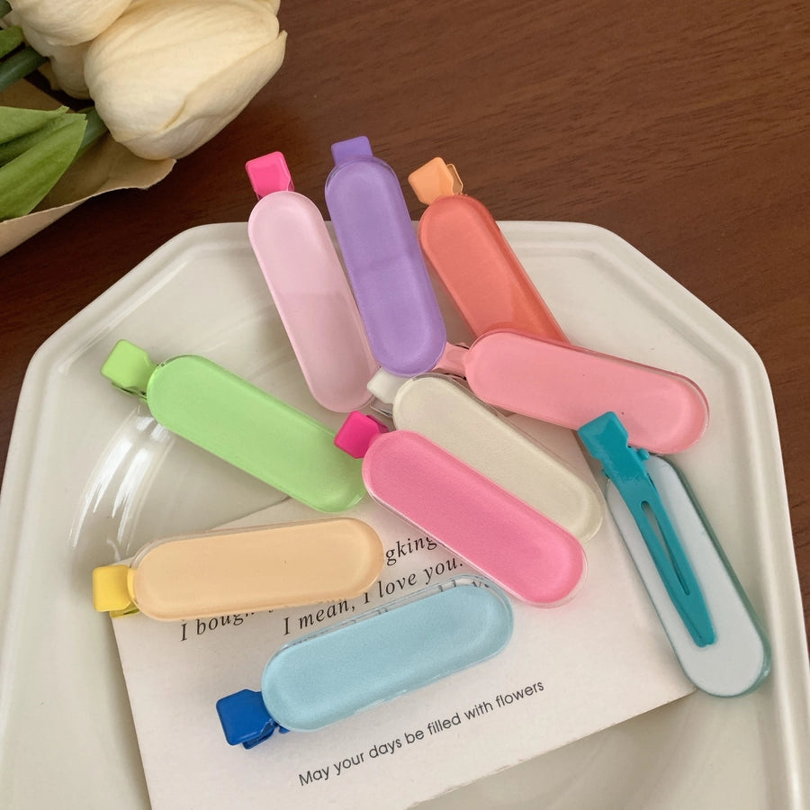 Women's Cute Sweet Korean Style Oval Plastic Resin Handmade Hair Clip