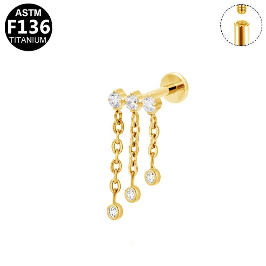 1 Piece Lip Rings Elegant Glam Ethnic Style Clouds Smile Face Wings 304 Stainless Steel Pure Titanium Titanium Alloy Tassel Zircon 14K Gold Plated White Gold Plated Lip Rings Ear Cartilage Rings & Studs