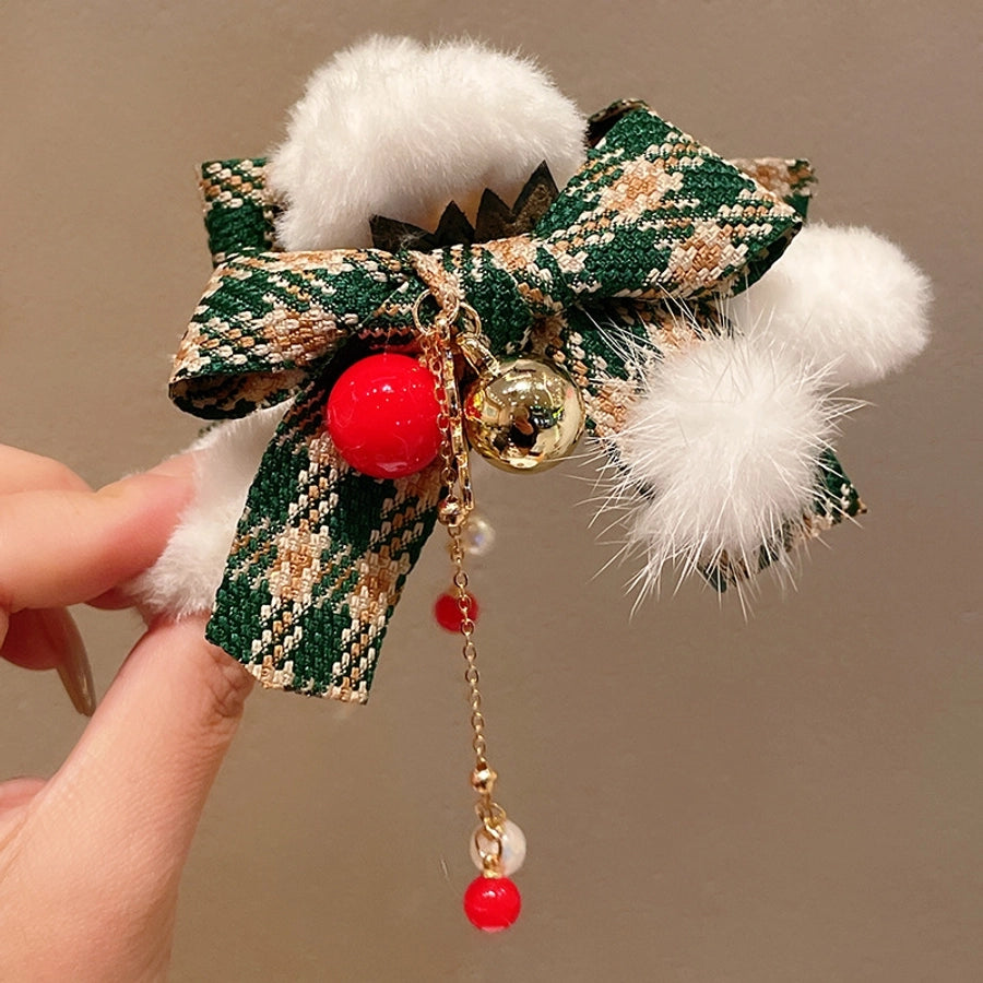 Christmas Casual Simple Style Streetwear Women's Bow Knot Arylic Alloy Hair Claws