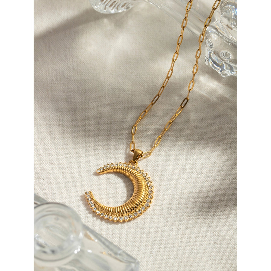 Jewelry Classic Style Moon 304 Stainless Steel Pendant Necklace