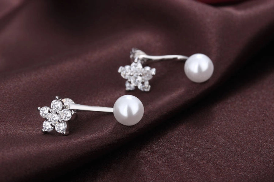 1 Pair Simple Style Classic Style Solid Color Inlay Copper Pearl Zircon Ear Studs