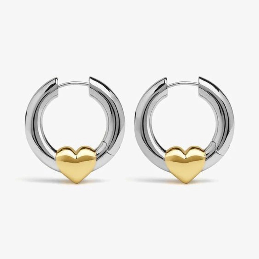 1 Pair Simple Style Heart Shape Mixed Metal 304 Stainless Steel Earrings