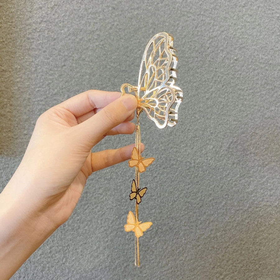 retro butterfly metal pendant tassel hair clip