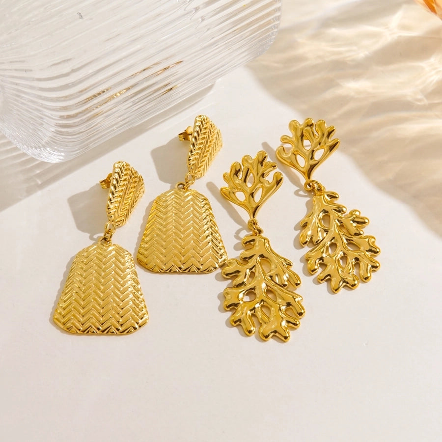 1 Pair IG Style Elegant Simple Style Trapezoid Coral 304 Stainless Steel 18K Gold Plated Drop Earrings