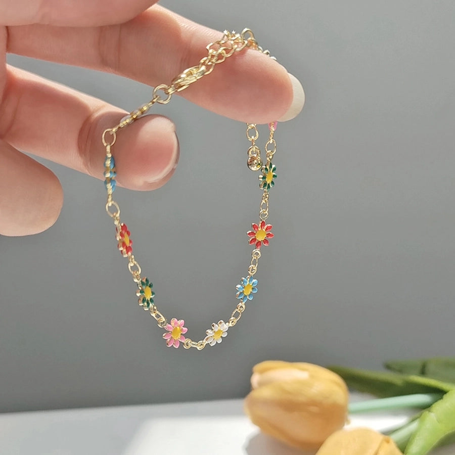 Copper Enamel Daisy Bracelets