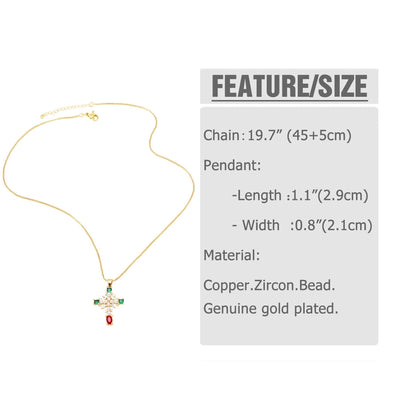 Jewelry Modern Style Simple Style Cross 201 Stainless Steel Copper Pearl Zircon 18K Gold Plated Inlay Pendant Necklace