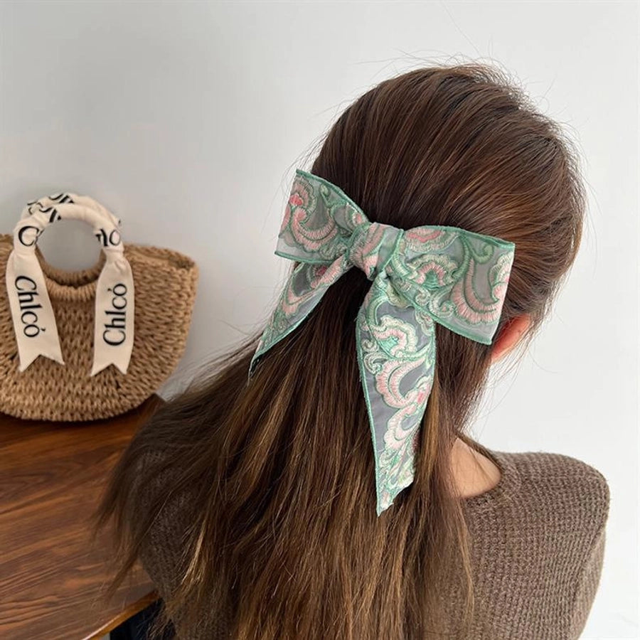 New Ethnic Style Cotton and Linen Embroidery Floral New Chinese Style Hairband Bow Hairpin Headband Wide-brimmed Hair Accessories for Women